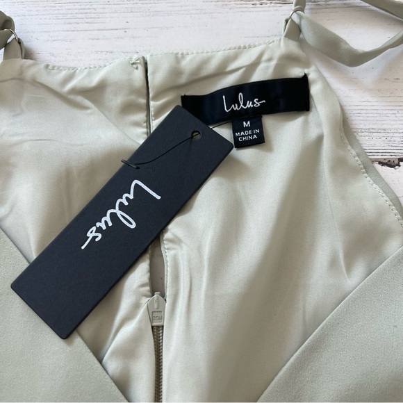 Lulus What a Stunner Sage Green Satin Asymmetrical Mini Dress - Picture 7 of 10